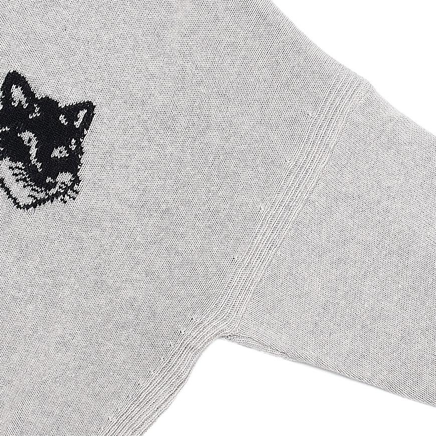 Maison Kitsune Fox Head Logo Crewneck Knit Sweater Light Gray Women