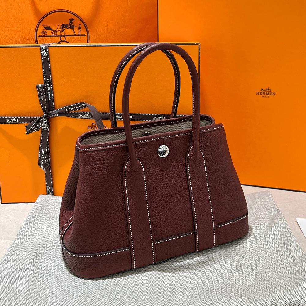 HERMES Negonda Rouge Red Garden Party 23 Mini Tote Bag Silver Hardware