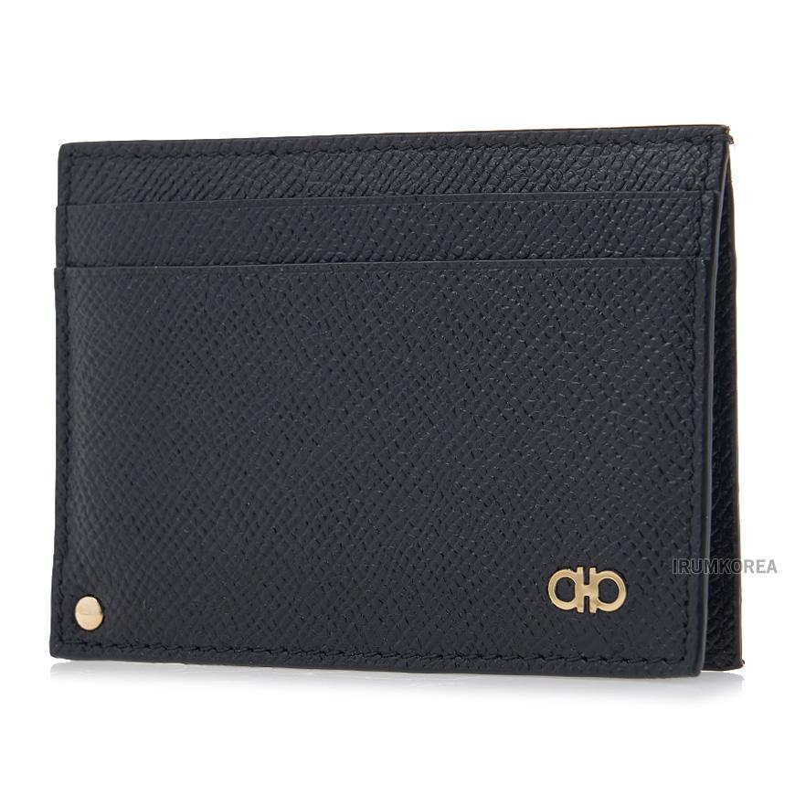 Ferragamo Men’s Gancini Leather Card Holder Wallet Black 0775660
