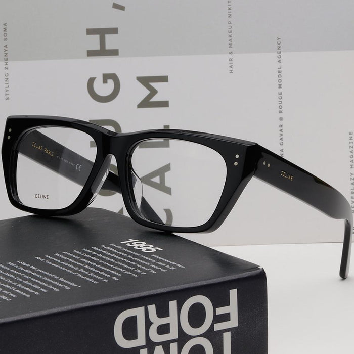 CELINE Thick Black Square Acetate Eyeglasses Frame Unisex CL50034F 001