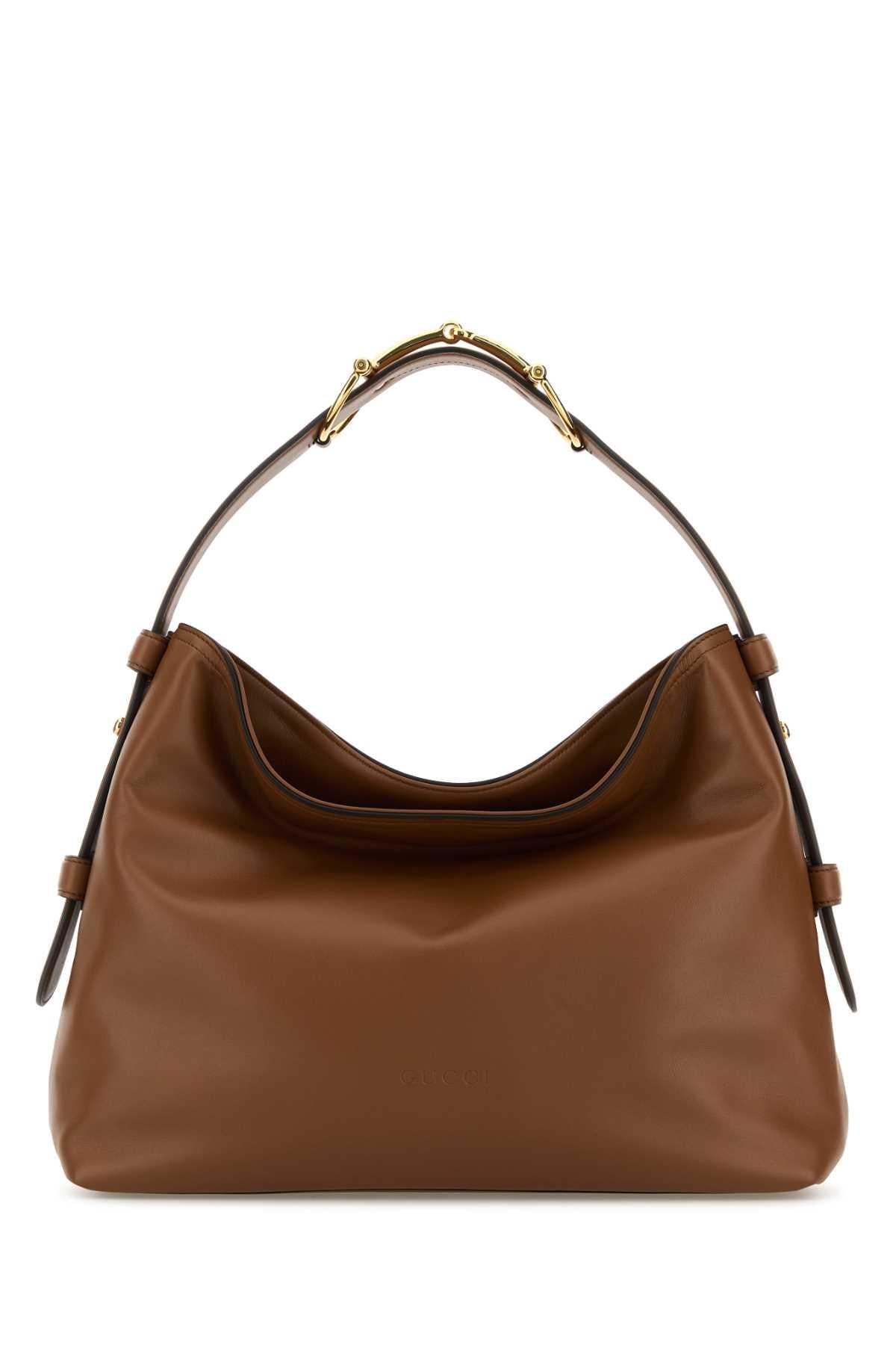 GUCCI Brown Leather Shoulder Bag