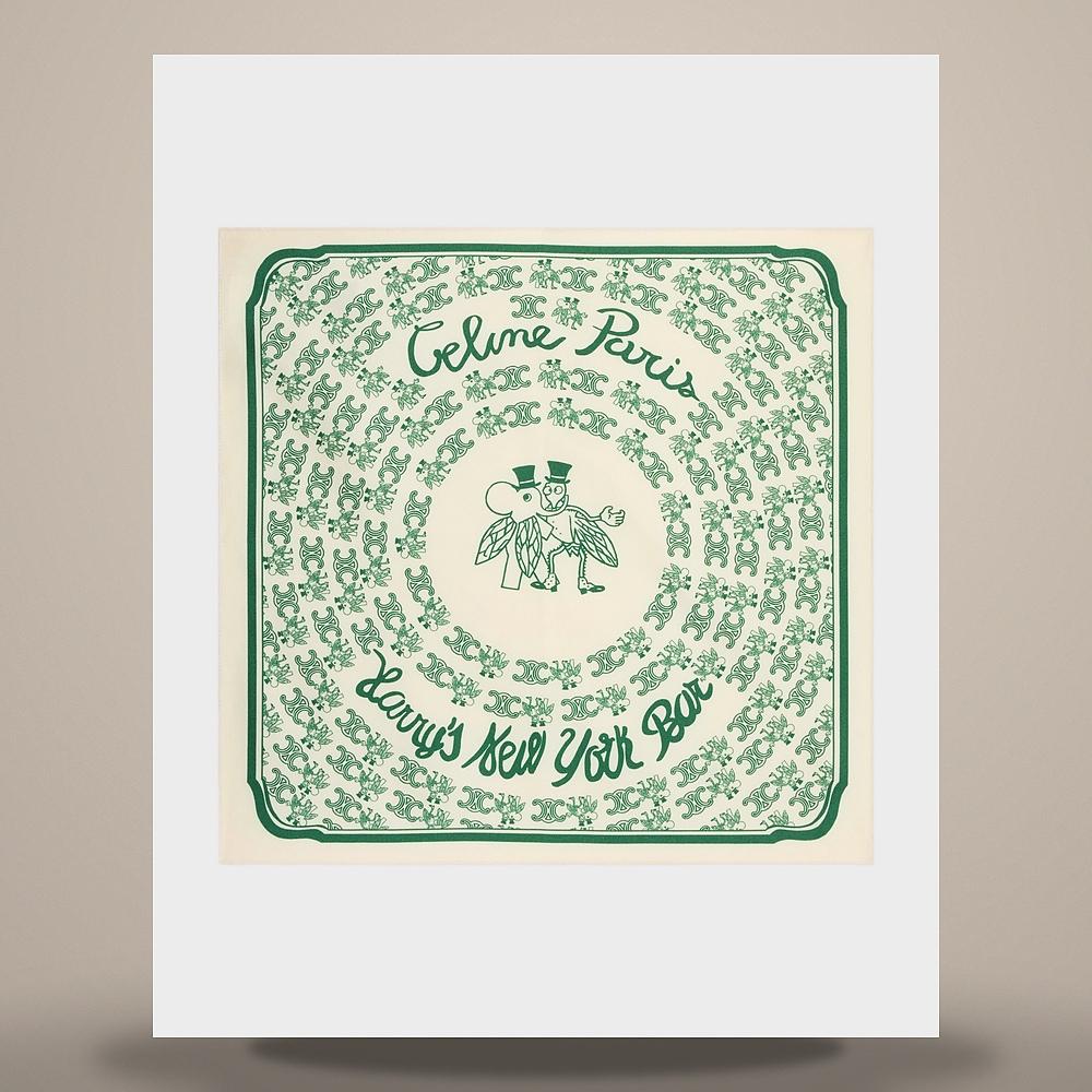 CELINE Silk Bandana Scarf Vanilla English Green AA0NM5652 GNF8