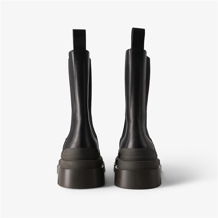 Bottega Veneta Tire Chelsea Leather Mid Boots Black Men