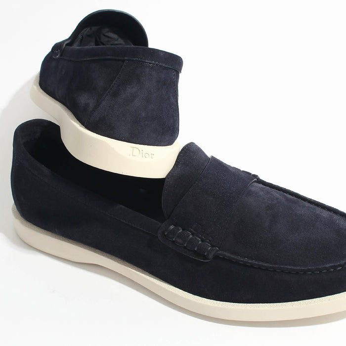 DIOR MEN Suede Granville Loafers Deep Blue Loafers