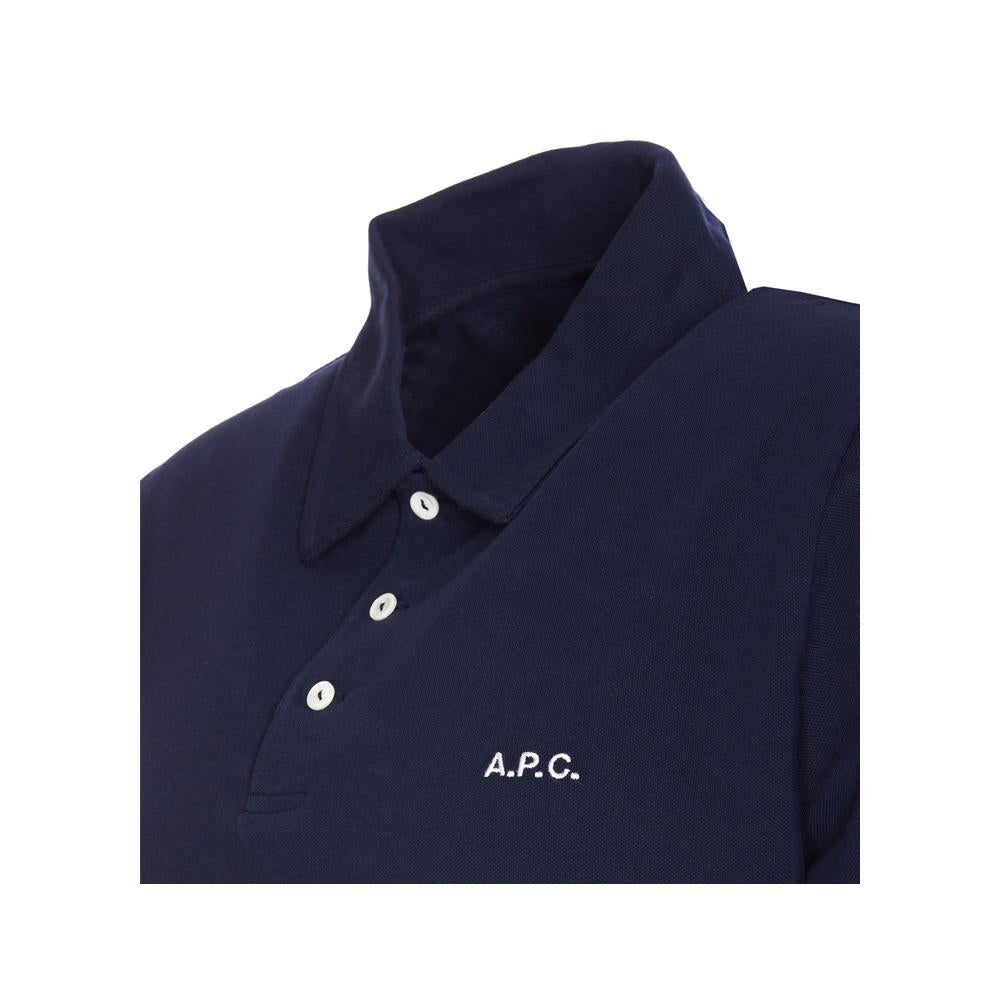 A.P.C. Logo Embroidered Polo T-Shirt Navy