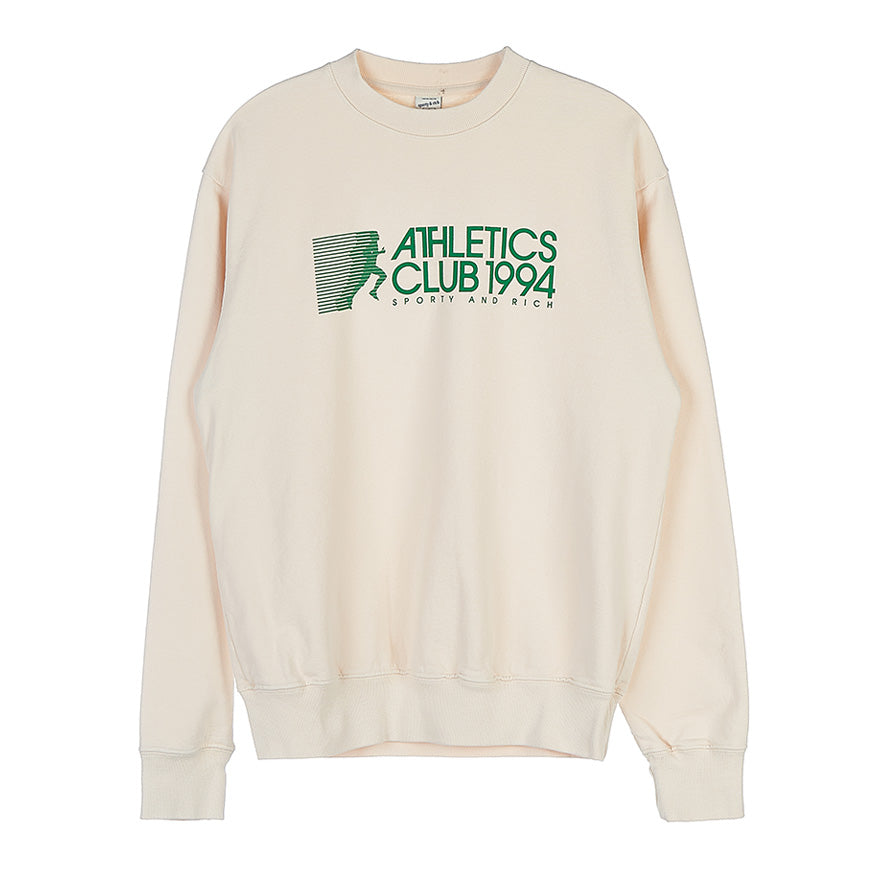 SPORTY&RICH Women's Athletic Crewneck Sweatshirt ATHLETIC CREWNECK CREAM GRASS 1