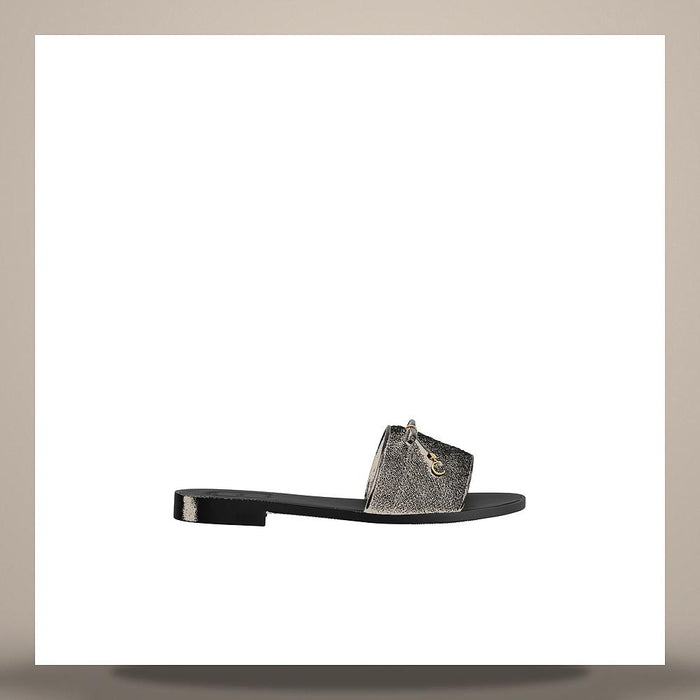 DIOR Black Cannage Slide Sandals Technical Fabric KCO670SOG S900