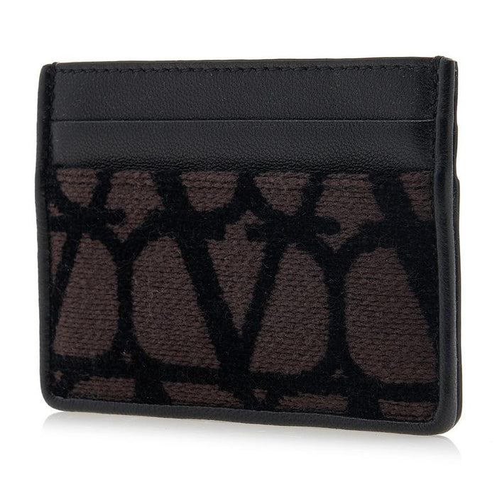 VALENTINO Garavani Iconography Leather Card Holder Black