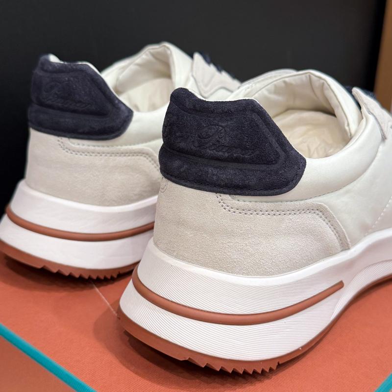 Loro Piana Suede Calfskin Weekend Walk Sneakers Ivory Low-Top Men