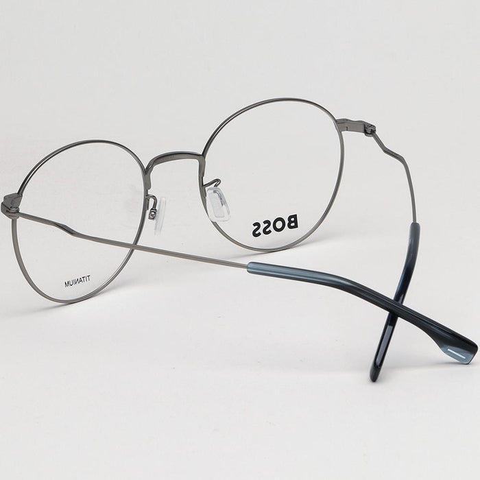 HUGO BOSS Titanium Round Eyeglass Frames Unisex Lightweight Gray BOSS1514 G R81