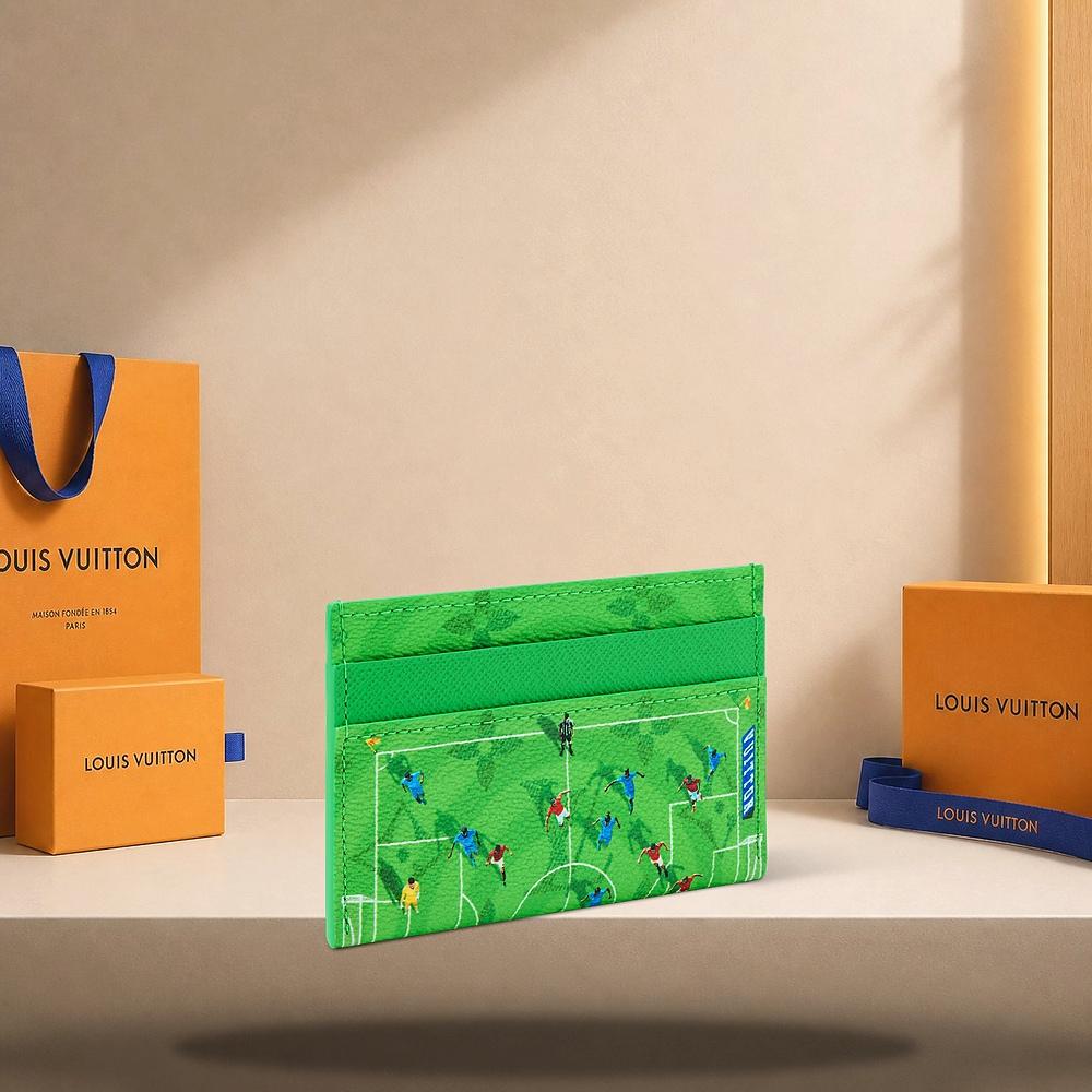 Louis Vuitton Double Card Holder Soccer Green Card Wallet