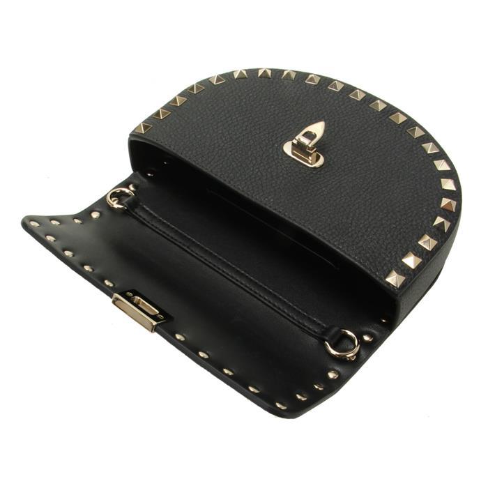 VALENTINO Mini Rockstud Leather Crossbody Bag Black 6W2P0AG8 VSH 0NO
