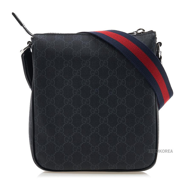 GUCCI Men’s GG Logo Crossbody Bag Black Leather