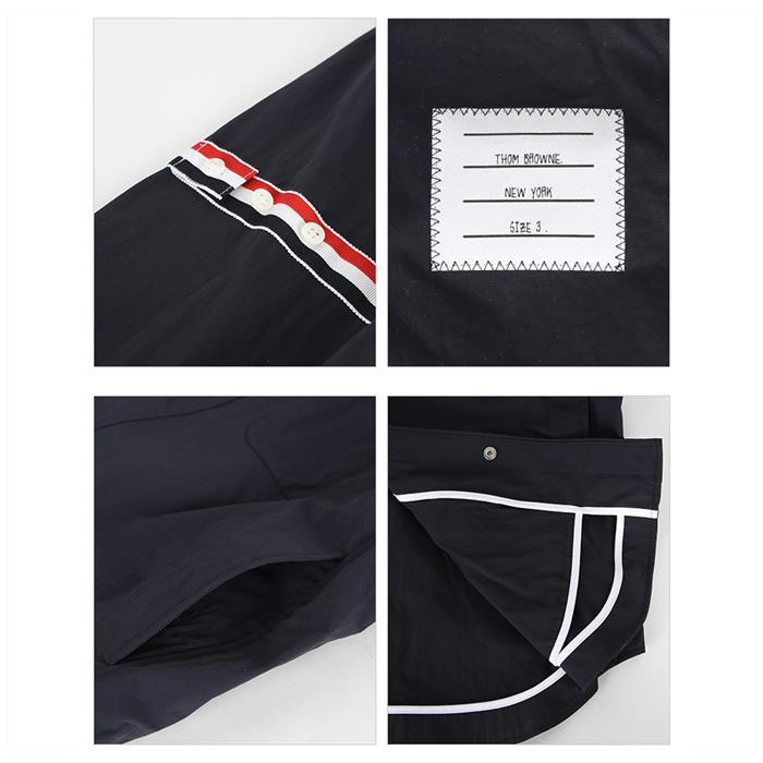 THOM BROWNE Navy Nylon Long-Sleeve Shirt with Tricolor Armband