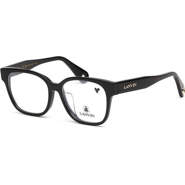 Lanvin Black Acetate Square Eyeglass Frames Asian Fit Unisex LNV2650LB 001