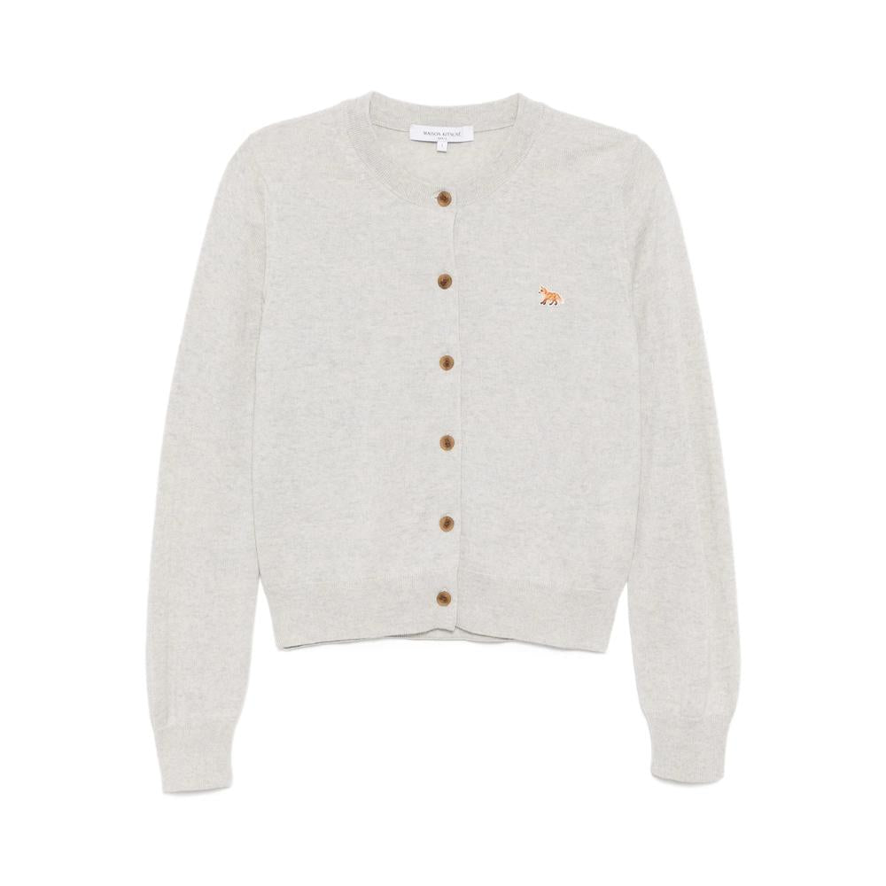 Maison Kitsune Light Gray Wool Blend Knit Cardigan