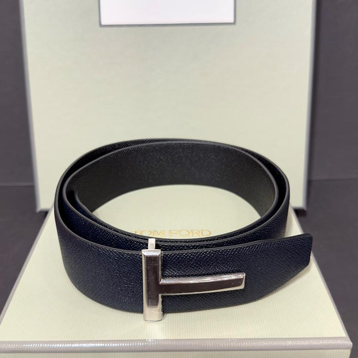 TOM FORD Men’s T Buckle Reversible Leather Belt Navy/Black
