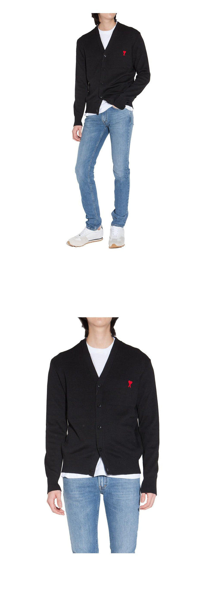 AMI Heart Logo Wool Cardigan for Men BFHKC001 001