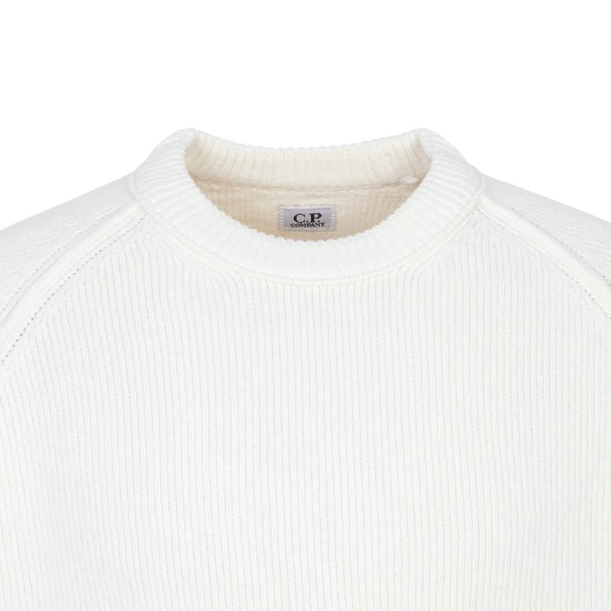 CP Company Men's Round Neck Knit Sweater White