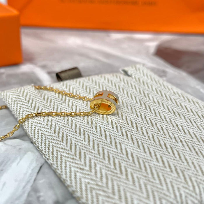 HERMES Mini Pop H Necklace Pop Ash Maron Glace Yellow Gold
