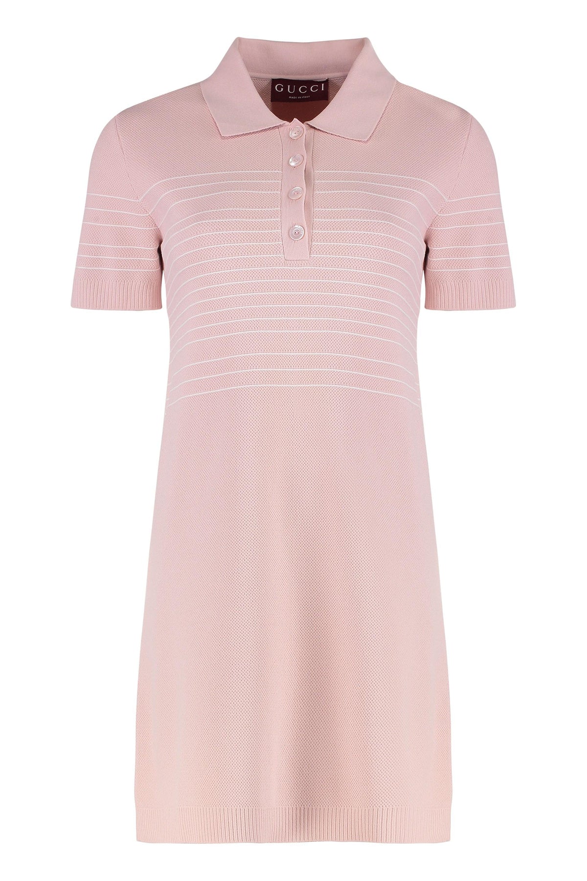 GUCCI Short Sleeve Mini Dress Red Cotton Blend
