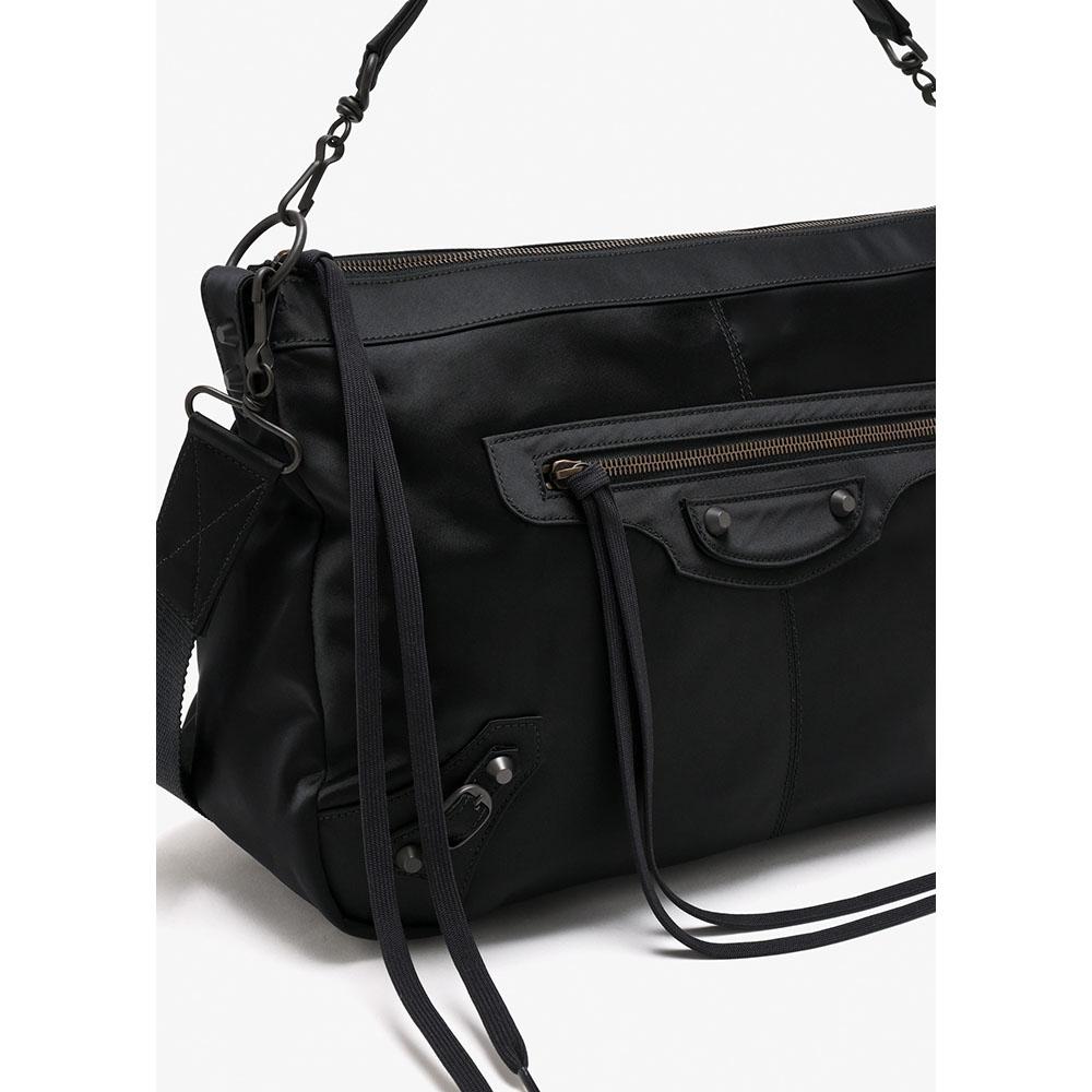 BALENCIAGA Le City Moto Medium Crossbody Bag Black Leather