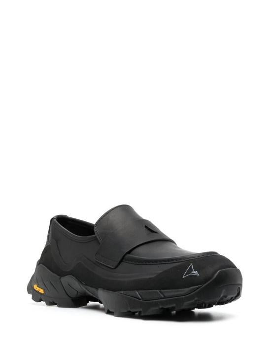 ROA Black Leather Loafers for Men LOLE10001001 BLACK DOM