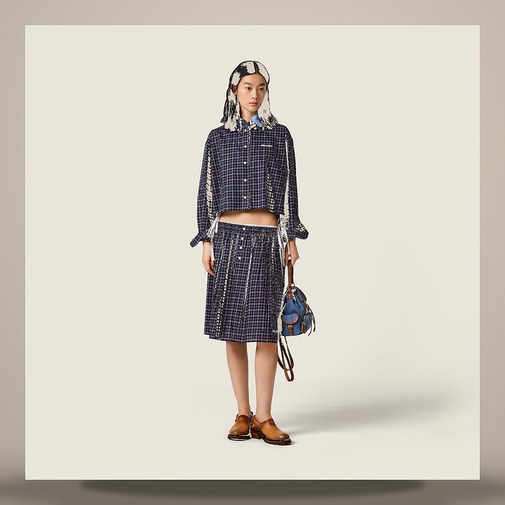 Miu Miu Check Midi Skirt MG2759 19U3 F057W