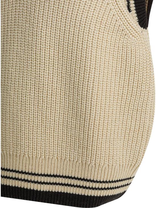 AMI White Cream Knit Vest UKS865 KN0161