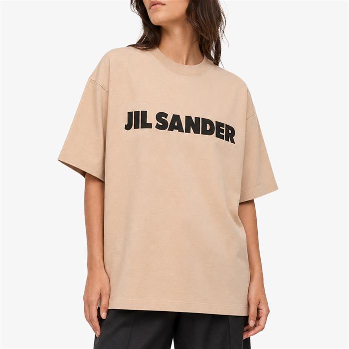 JIL SANDER Logo Short Sleeve T-Shirt for Women Beige Cotton