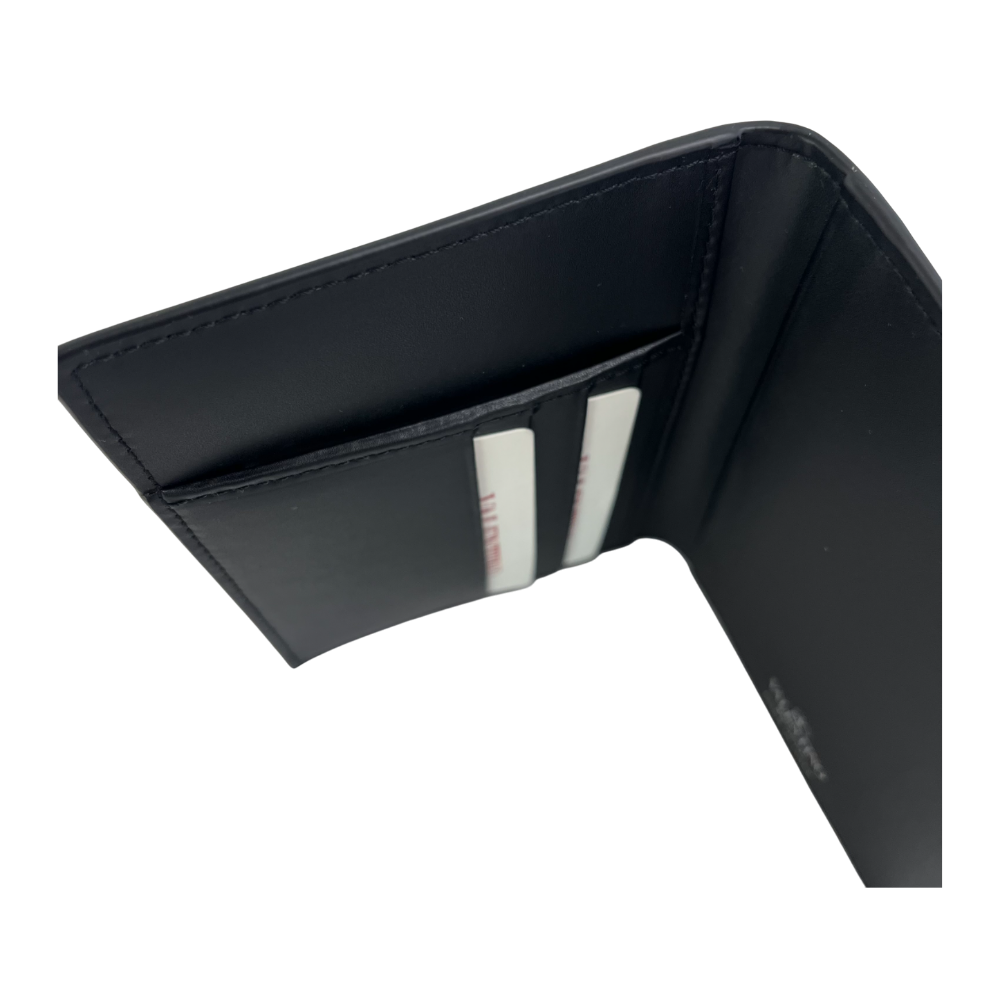 VALENTINO VLTN Logo Passport Card Holder Unisex Black Card Wallet