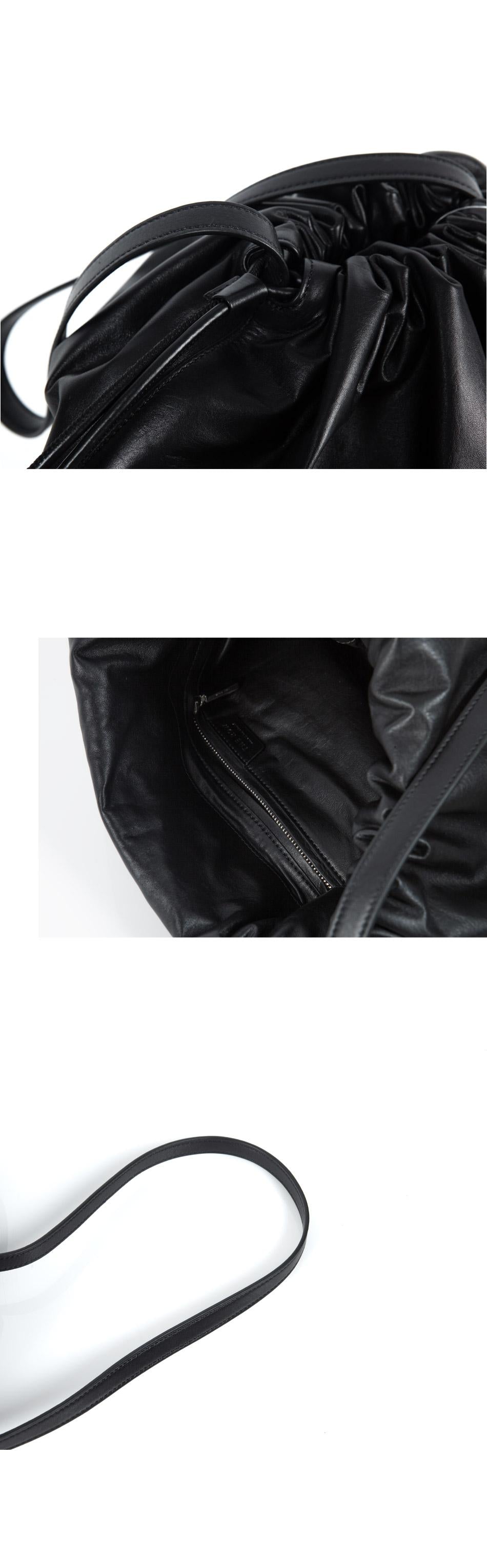 The Row Angie Hobo Leather Shoulder Bag Black W1666L100 BLACK PLD