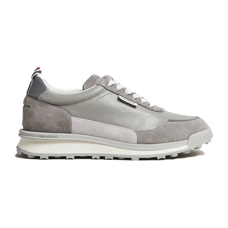 THOM BROWNE White Nylon Suede Low-Top Sneakers