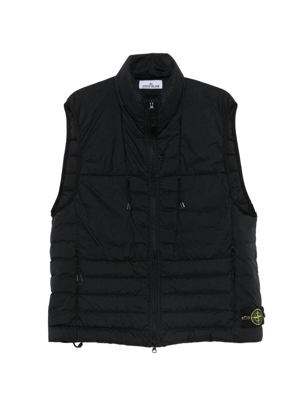 STONE ISLAND Black Down Puffer Vest for Men