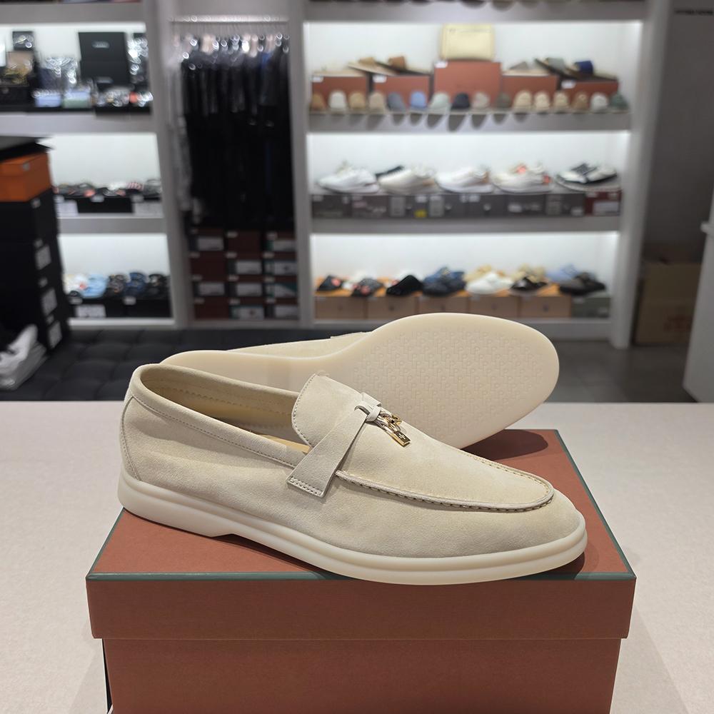 Loro Piana Baby Cashmere Suede Summer Loafers with Charms