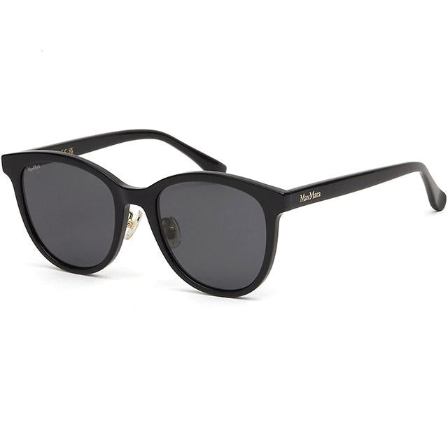 Max Mara Black Round Acetate Sunglasses Asian Fit Unisex MM0107K 01A