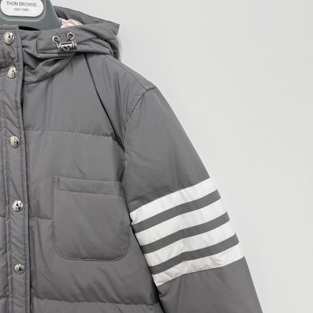 THOM BROWNE 4-Bar Military Goose Down Puffer Coat Gray Women’s