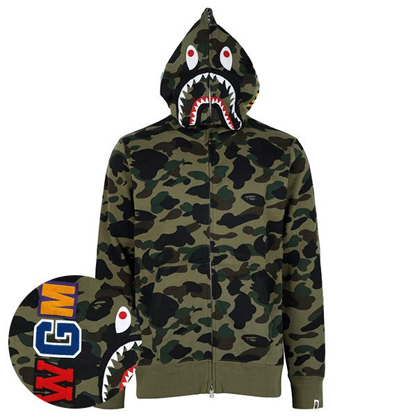 BAPE Green 1st Camo Shark Hoodie Zip Jacket