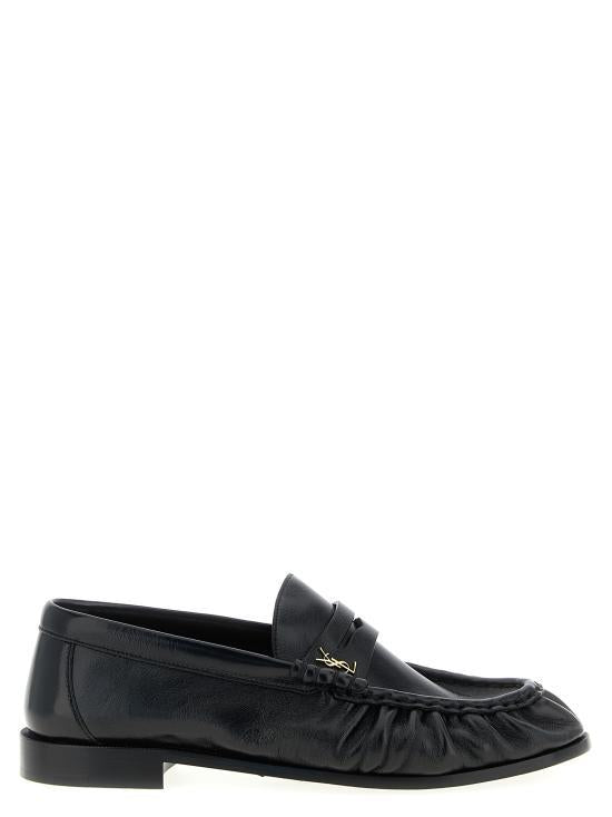 Saint Laurent Soft Shiny Leather Loafers Black