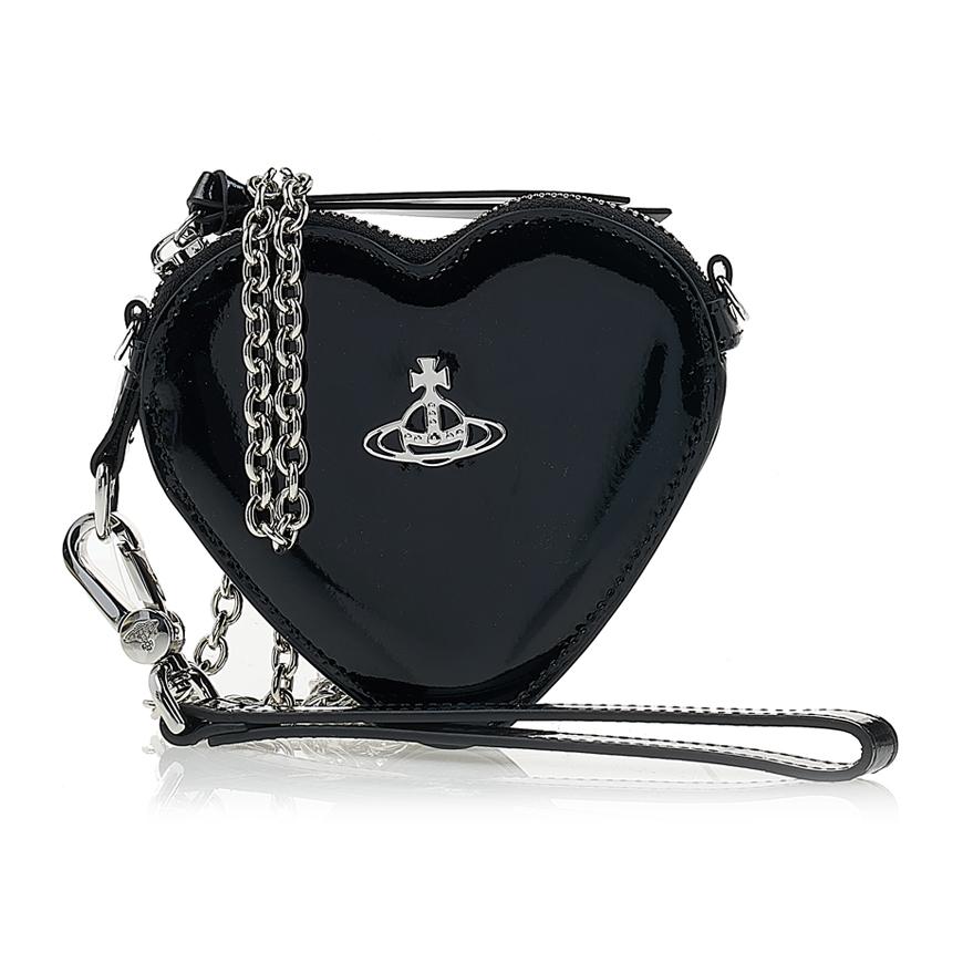 Vivienne Westwood Women’s Heart Wristlet Clutch Black Leather