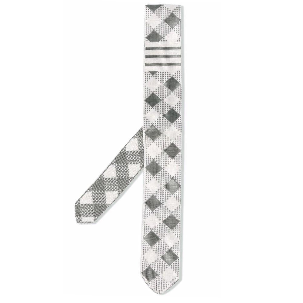 THOM BROWNE Checkerboard Diagonal Stripe Light Tie MNL044K Y4003 055