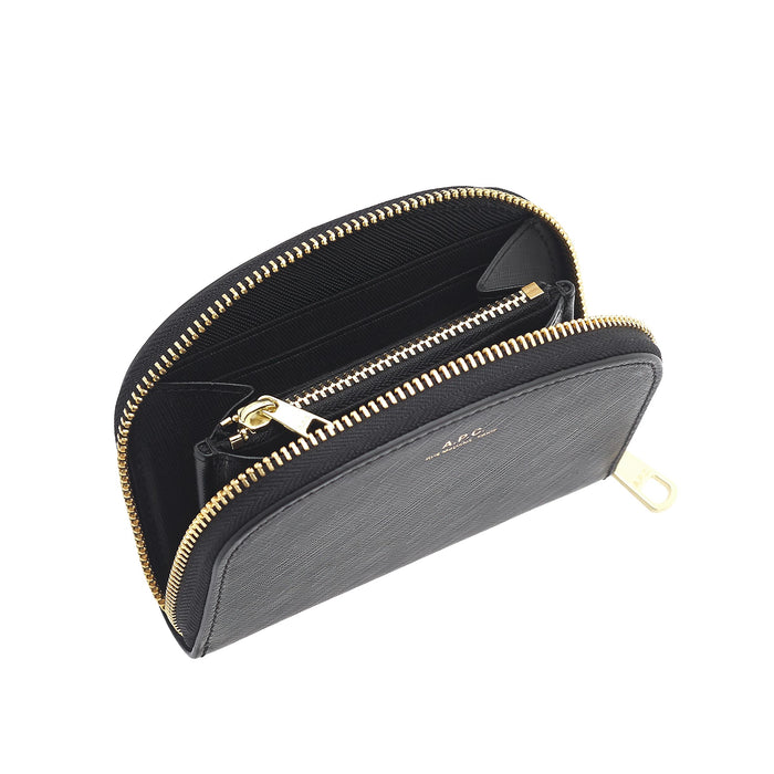 A.P.C. Half Moon Leather Compact Wallet Black PXBJQ F63219 LZZ