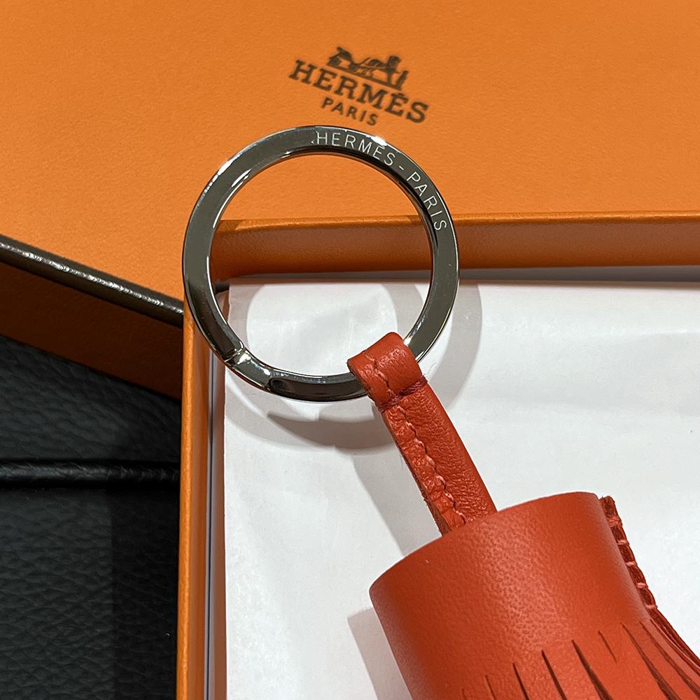 HERMES Tricolor Red Burgundy Ivory Carmen Tassel Keychain Keyring