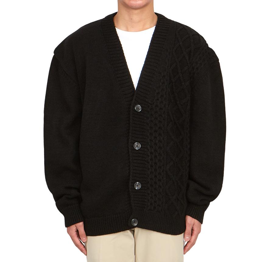 FAMILY FIRST Braid Knit Men’s Cardigan Black