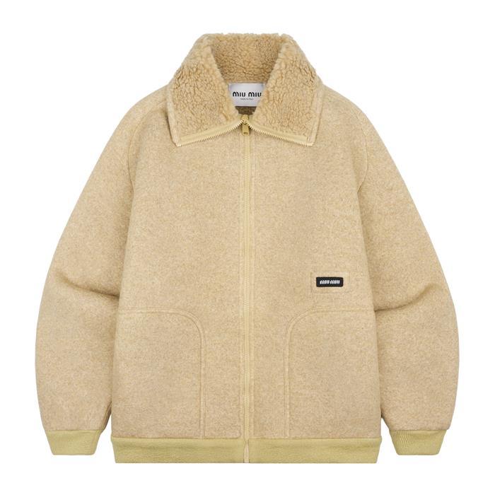 Miu Miu Cotton Fleece Zip-Up Blouson Jacket