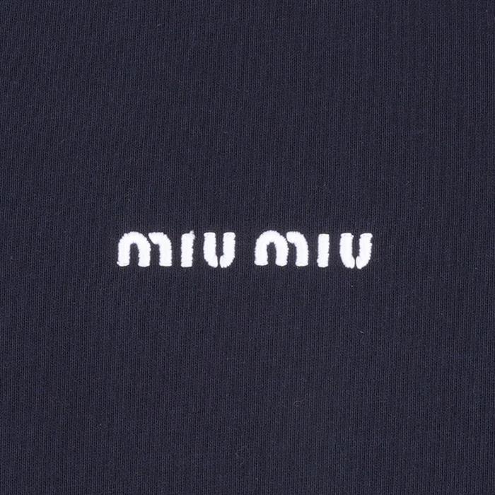 Miu Miu Cotton Fleece Crop Sweatshirt Black Women’s Top