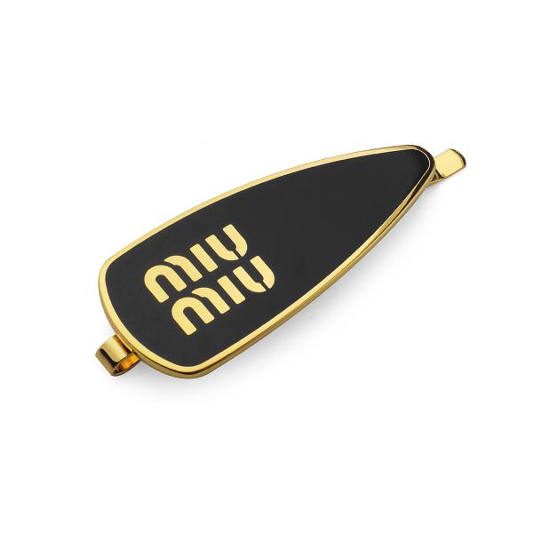 Miu Miu Logo Enamel Hair Clip Black Women’s Hair Accessory