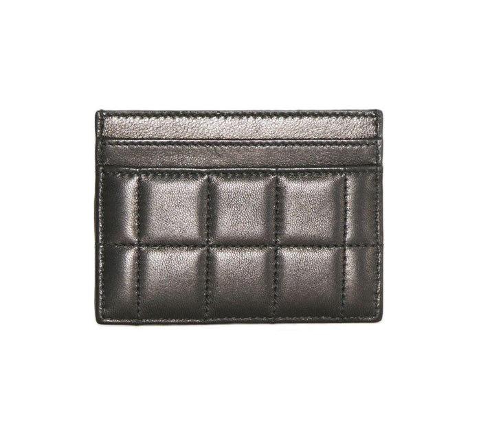 Saint Laurent Logo Print Quilted Leather Card Holder Black