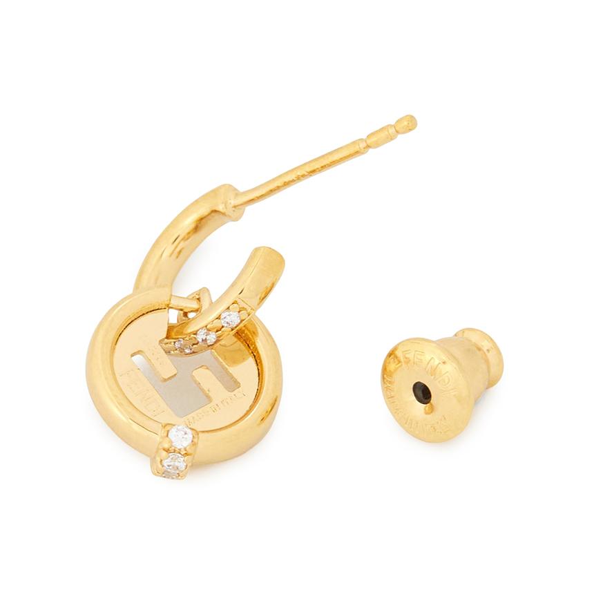 FENDI Ever Round Women’s Earrings Gold-Tone Metal