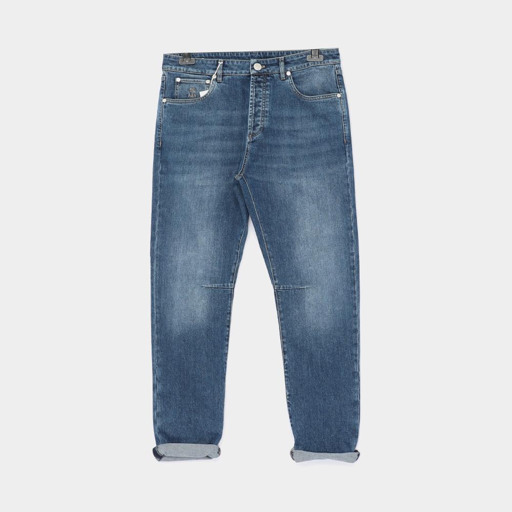 Brunello Cucinelli Stretch Washed Relaxed Fit Patch Logo Denim M283PX1290 C1471